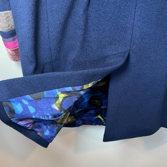 Boden Limited Edition Wool Cashmere Pea Coat Navy Blue Magenta Lined Pockets  8R - Picture 12 of 16